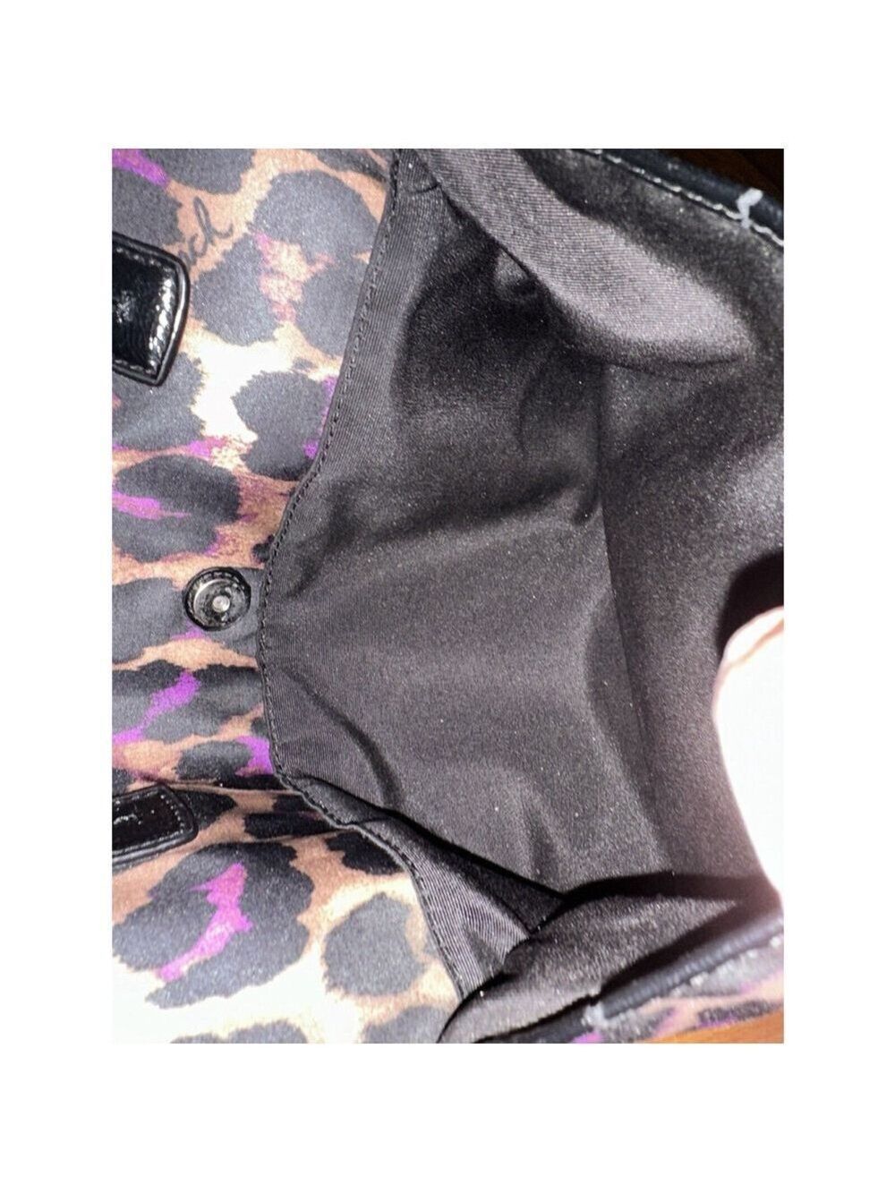 COACH Game Ocelot Tote Violet Purple Brown Black Animal Print Leopard F25282 - Picture 7 of 14